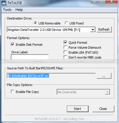 Install Windows XP by USB pendrive Winusb05